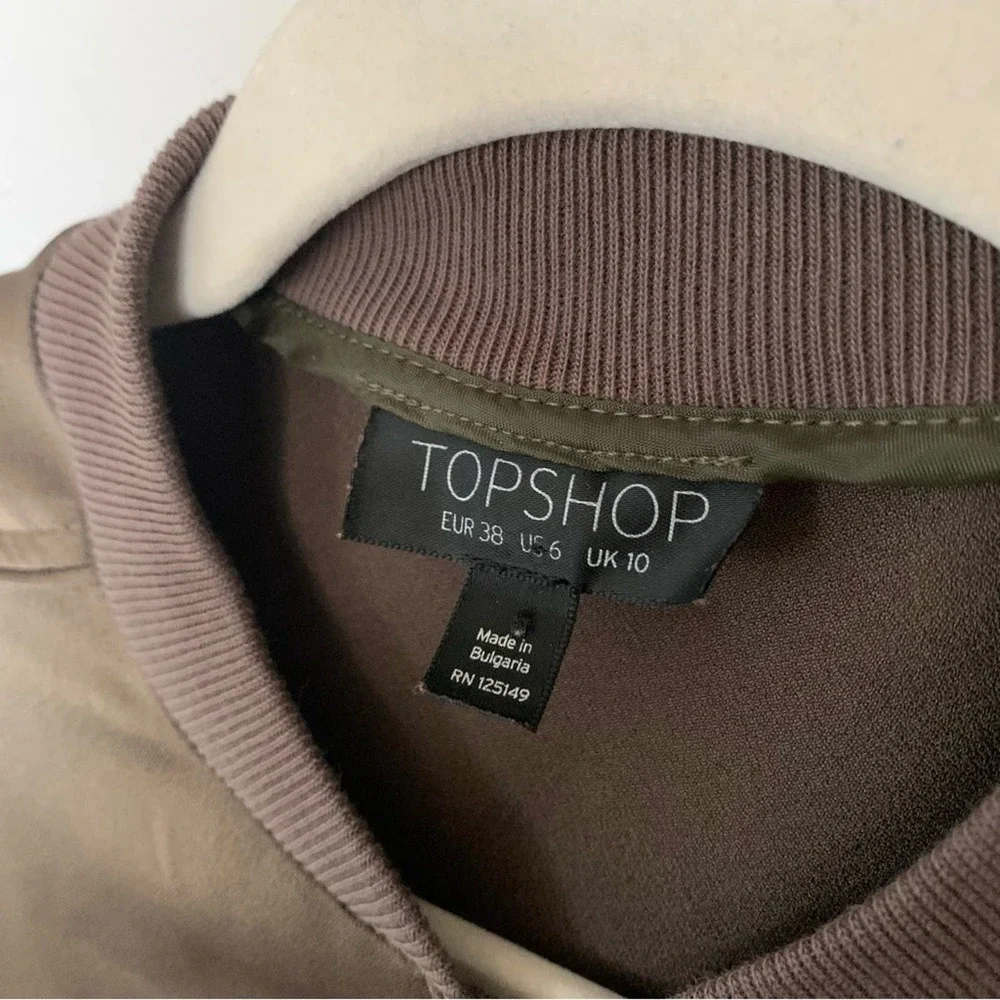 Topshop | Olive green Bomber Jacket zip up long sleeve jacket casual